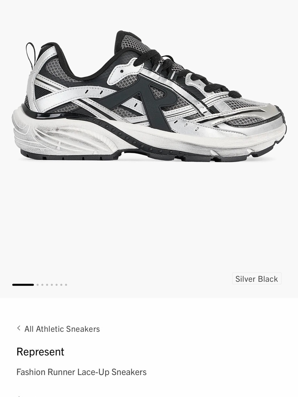 Represent Men’s Silver and Black Performance Runner Sneakers